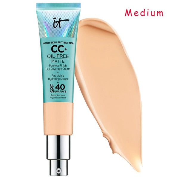 It Cosmetics Concealer Cream Matter Oil-Control Makeup Base Full Cover Dark Circle Eyes SPF 40 Make Up Skin Brighten CC Cream